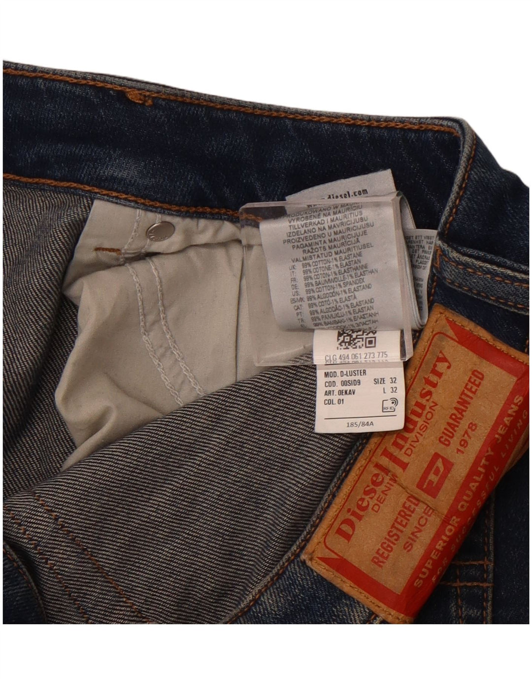 Мужские узкие джинсы DIESEL W32 L32, темно-синий, хлопок