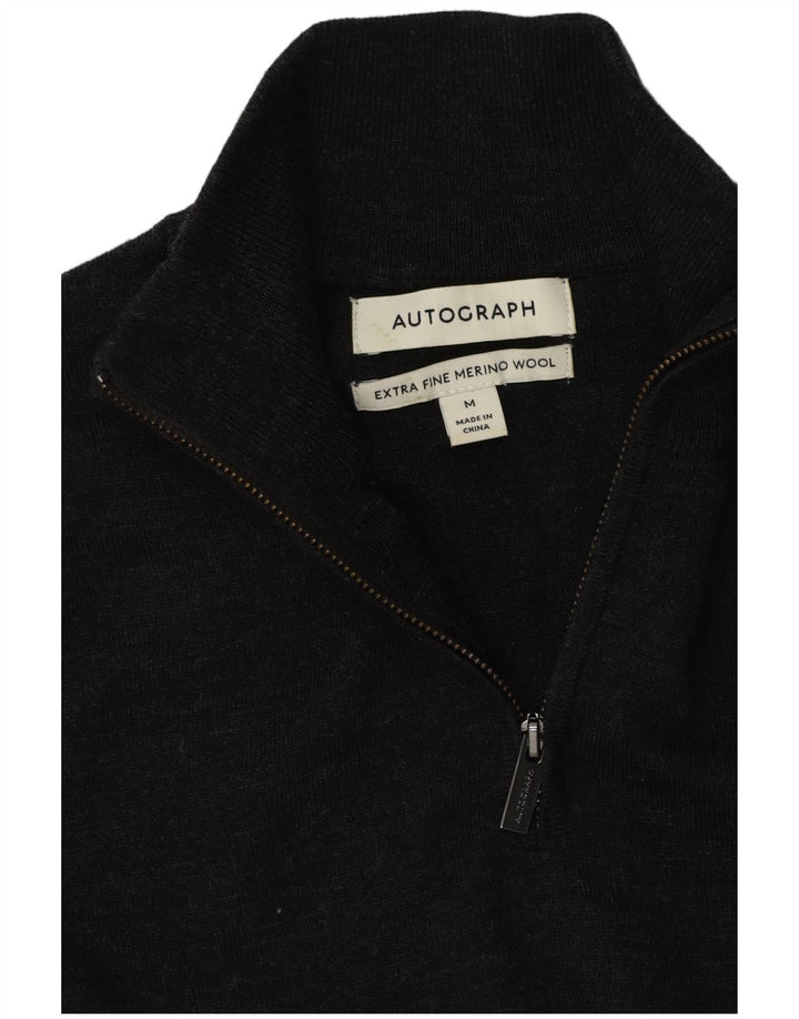 Мужской джемпер с воротником на молнии Marks & Spencer с автографом, средний серый