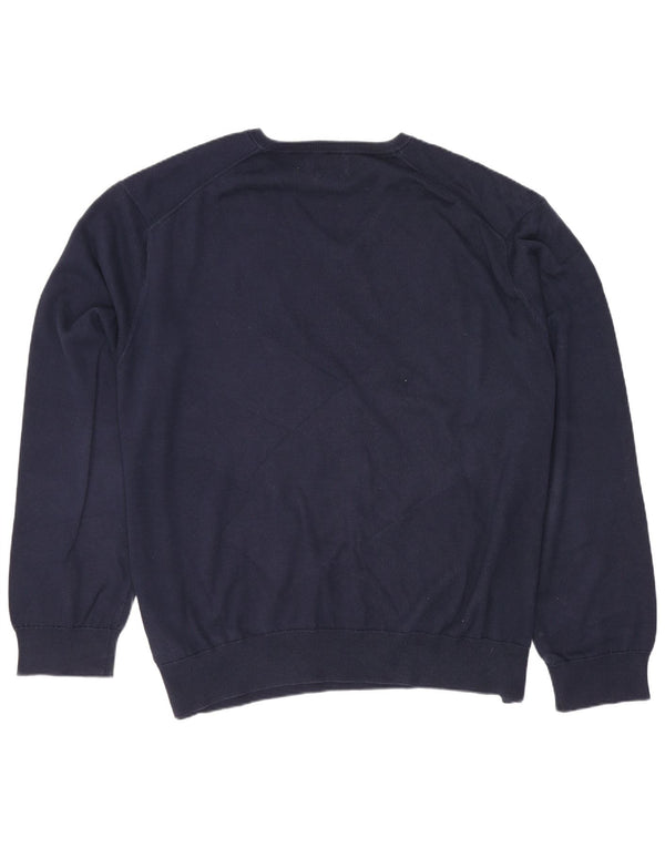 Polo Ralph Lauren Womens V-Neck Jumper Sweater UK 20 2XL Navy Blue Cotton