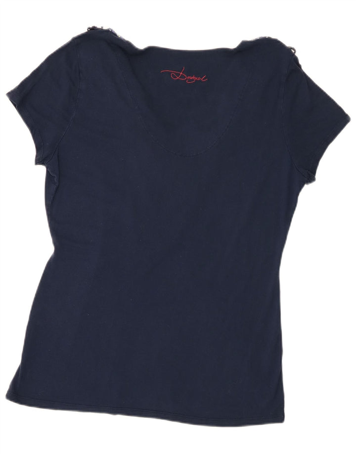 Женская футболка с рисунком Desigual Top UK 18 XL Темно-синяя в стиле пэчворк