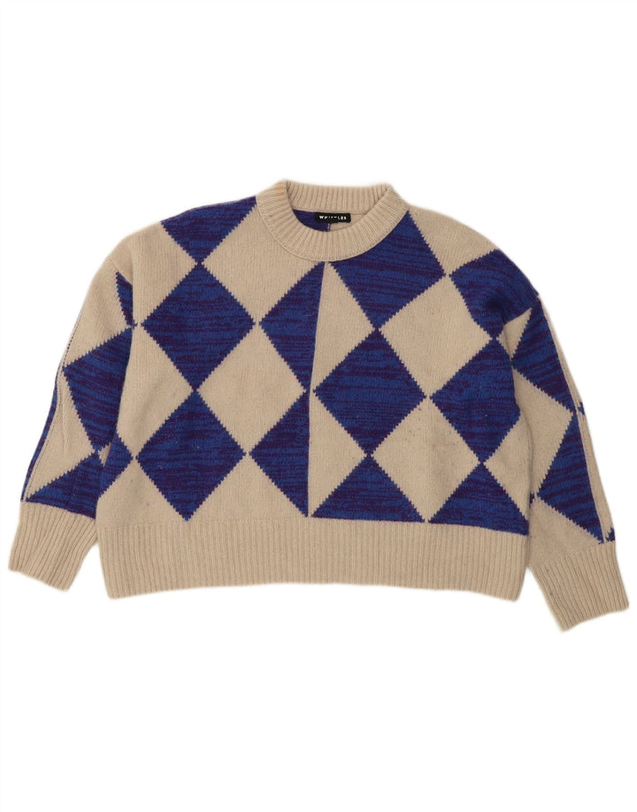 Женский укороченный джемпер с круглым вырезом Whistle, размер UK 10, маленький, бежевый, шерстяной