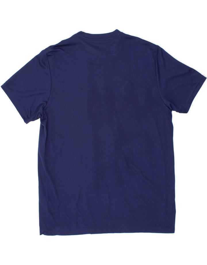 ADIDAS Mens Climalite Graphic T-Shirt Top Large Navy Blue Polyester Vintage Adidas and Second-Hand Adidas from Messina Hembry 