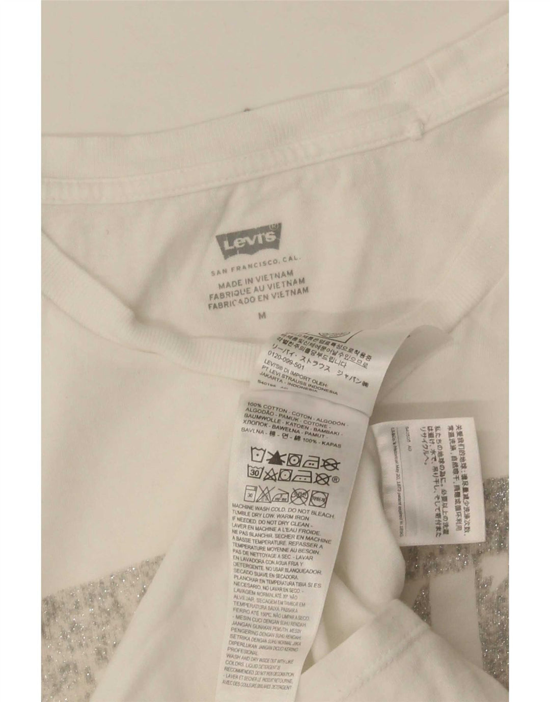 Женская футболка с рисунком Levi's Top UK 12, средний размер, белый хлопок