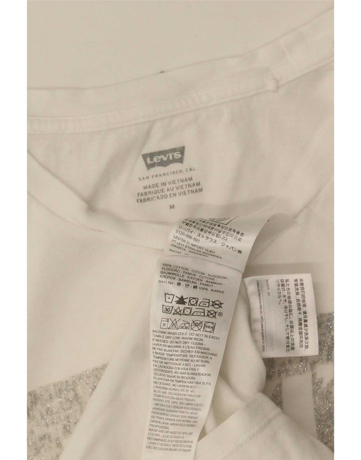 Женская футболка с рисунком Levi's Top UK 12, средний размер, белый хлопок