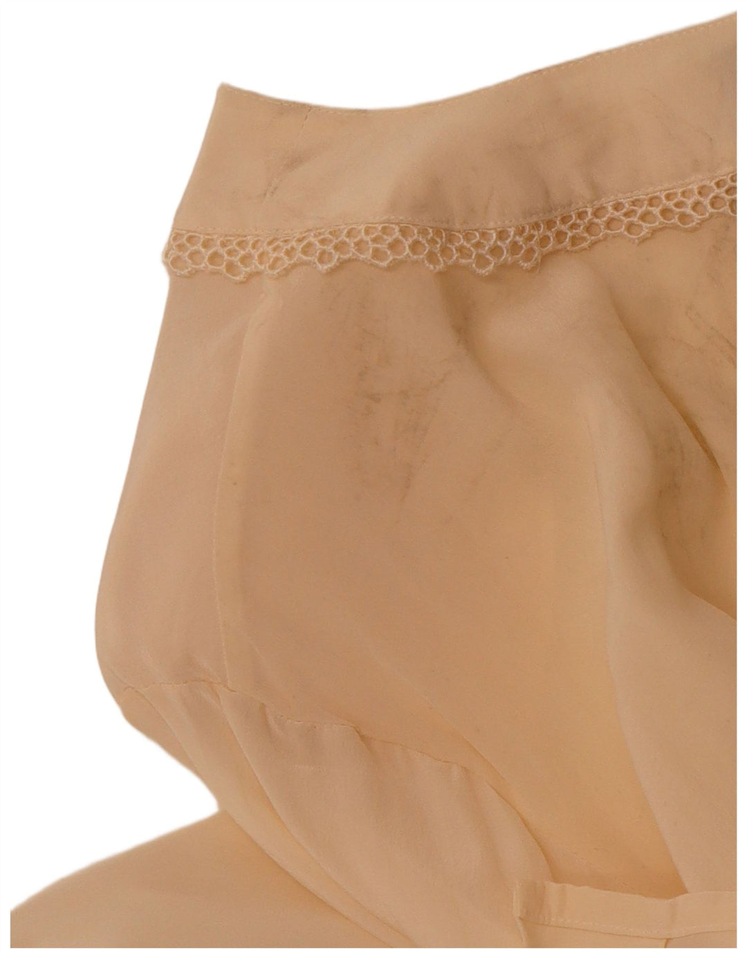 Женская прозрачная блузка-рубашка VINTAGE UK 14, средний бежевый шелковый цвет