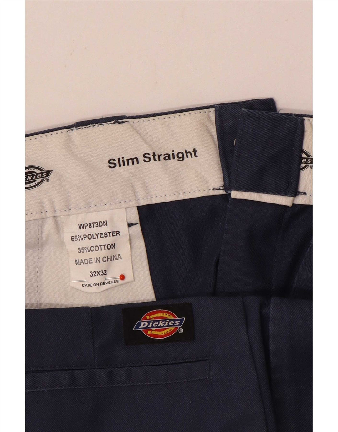 Мужские узкие прямые брюки-чинос Dickies W32 L32 темно-синего цвета из полиэстера