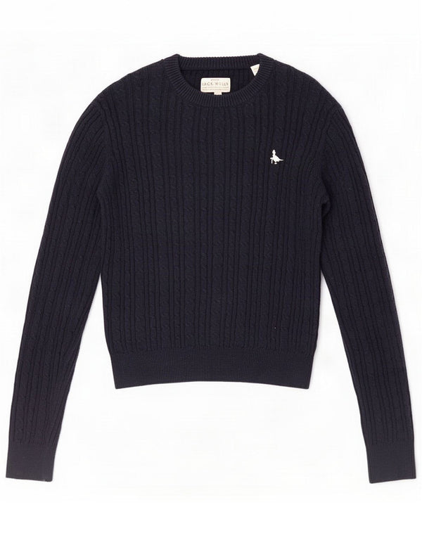 Женский джемпер с круглым вырезом Jack Wills UK 8, маленький темно-синий, хлопок