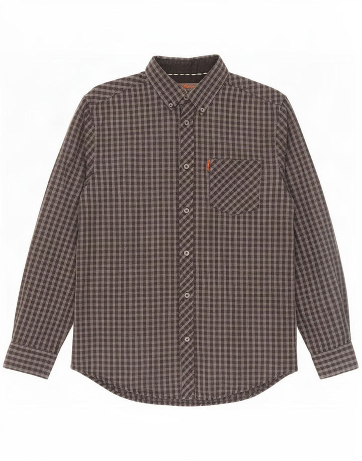 Мужская рубашка Ben Sherman, большая серая хлопковая клетка в мелкую клетку