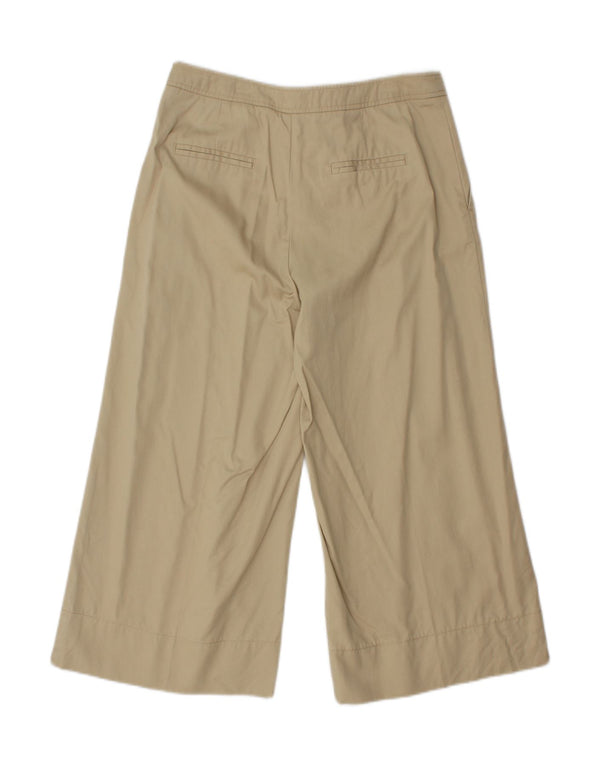 BENETTON Womens Wide Leg Capri Trousers UK 8 Small W27 L21 Beige Cotton