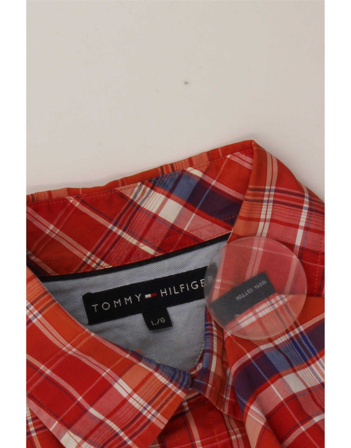 Мужская рубашка Tommy Hilfiger в крупную оранжевую клетку из хлопка