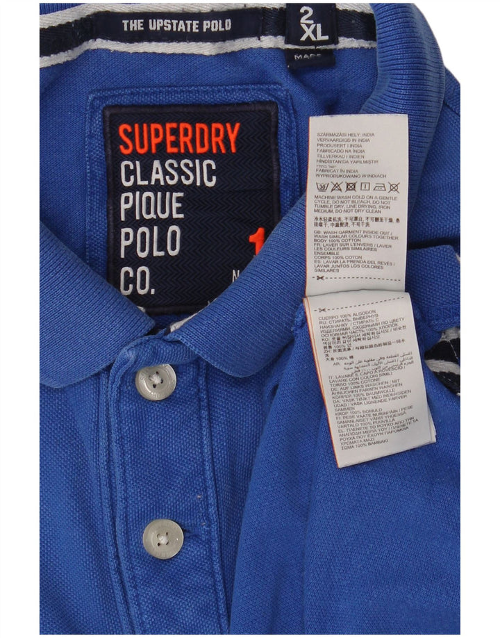 Мужская рубашка-поло с рисунком Superdry 2XL, синяя, хлопок