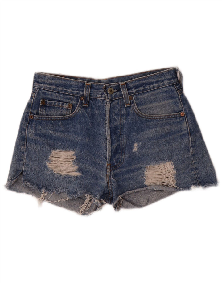Женские джинсовые шорты Levi's с эффектом потертости W26, маленькие синие