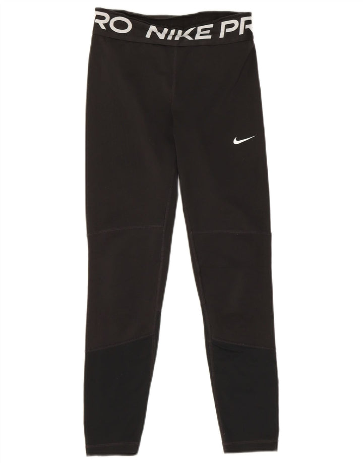 Леггинсы с рисунком Nike Dri Fit для мальчиков 10–11 лет, средний черный, с цветными блоками