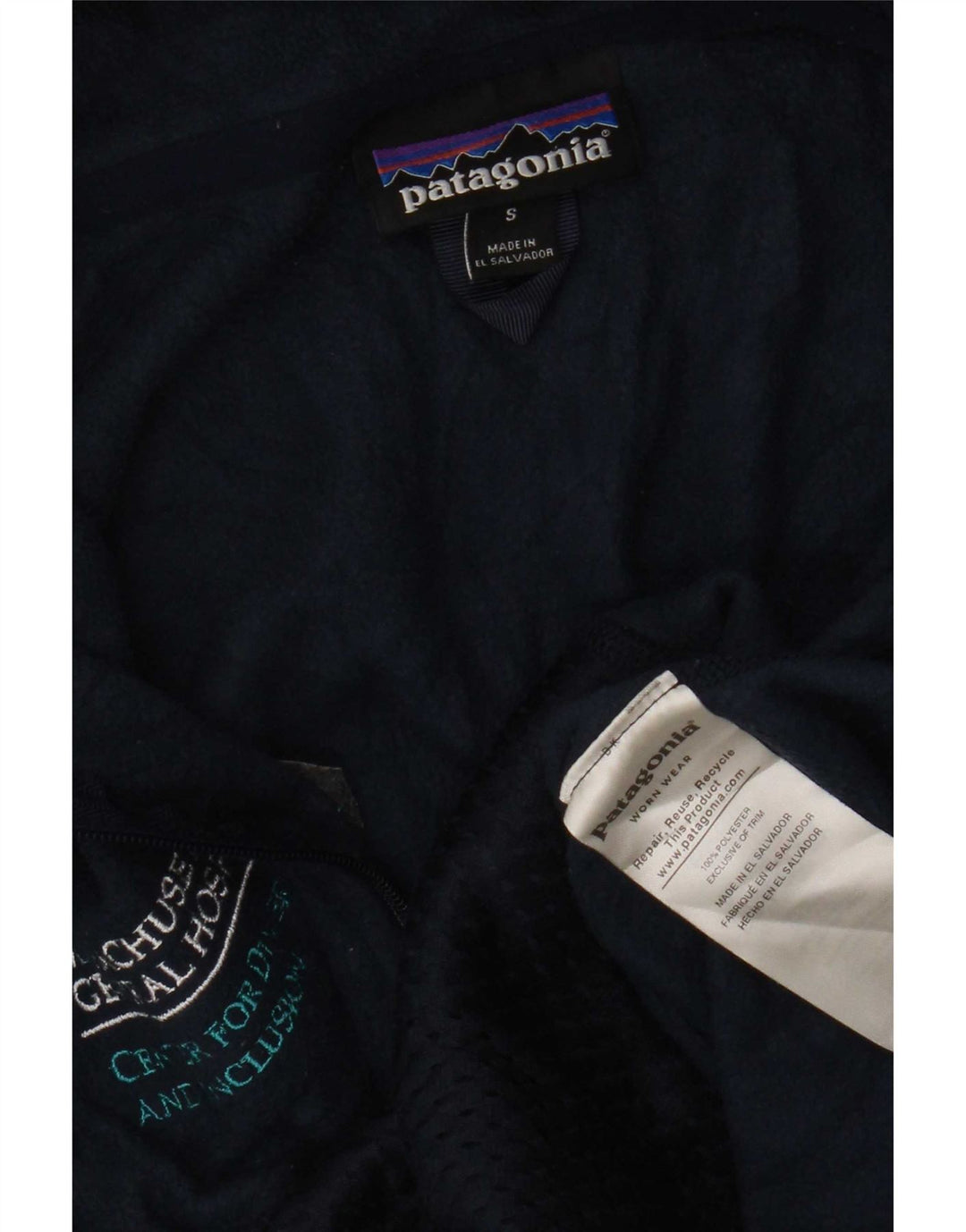 Женская флисовая куртка Patagonia с графическим рисунком UK 10, маленький размер, темно-синий, полиэстер