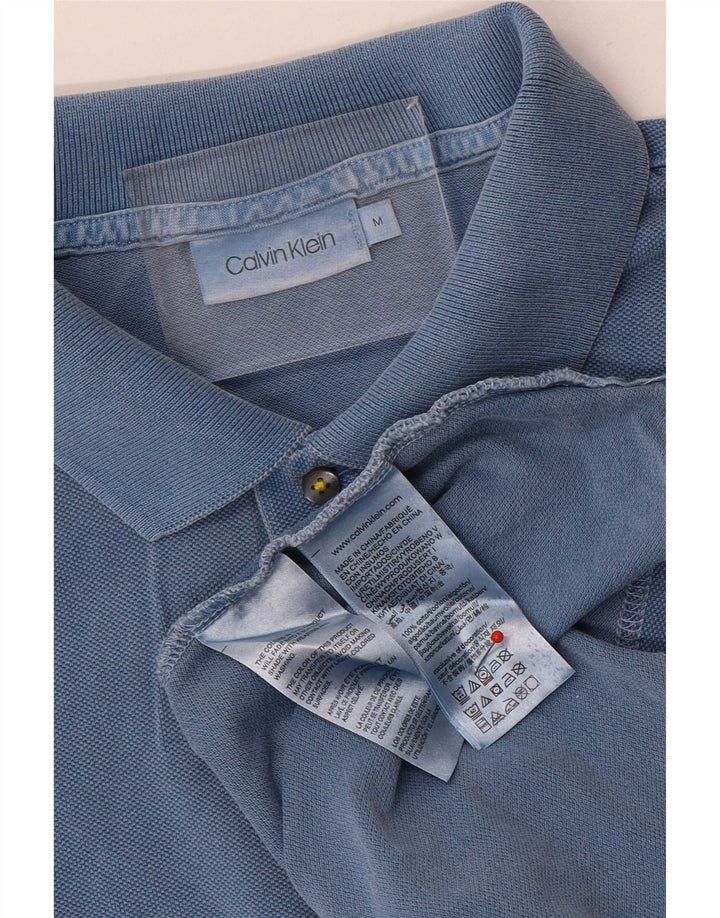 Мужская рубашка-поло Calvin Klein, хлопок среднего синего цвета