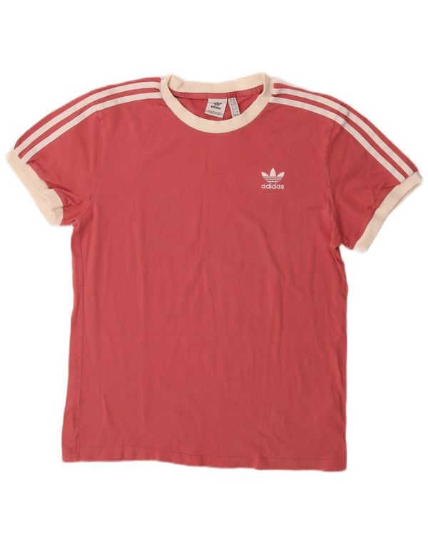 Женская футболка оверсайз Adidas Top UK 6 XS, красный хлопок с цветными блоками
