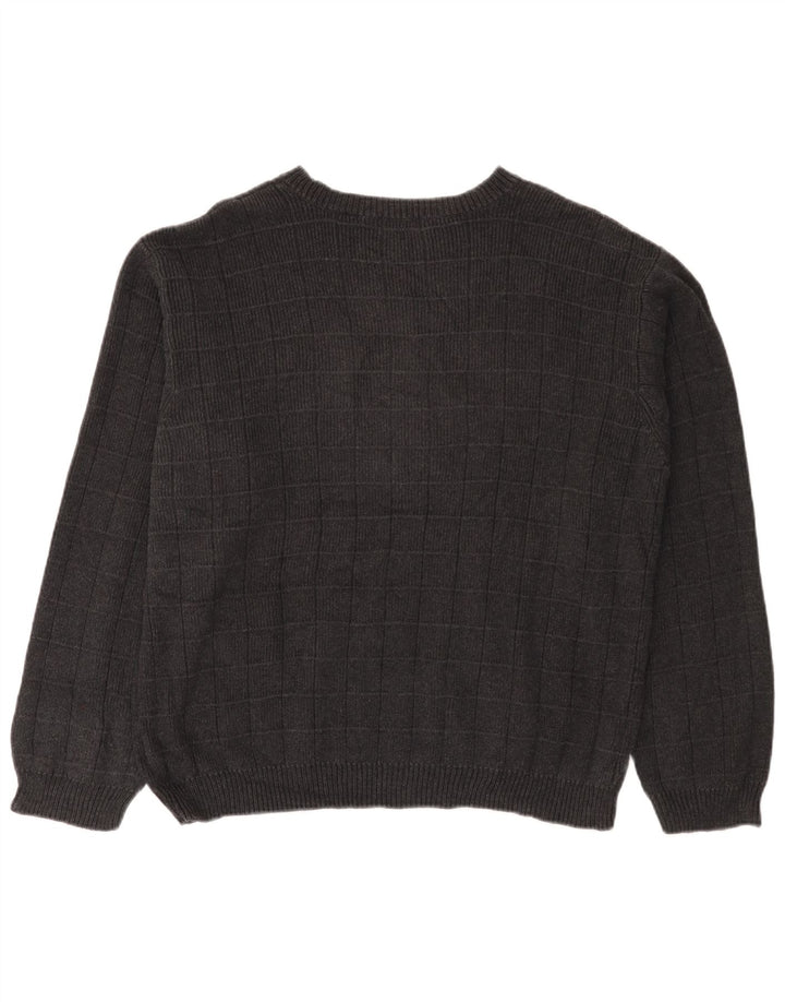 IZOD Мужской джемпер с вырезом лодочкой, большой серый хлопковый свитер в клетку