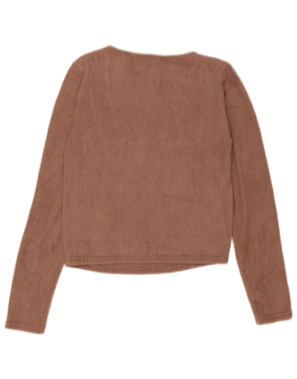 Женский укороченный топ Zara с длинным рукавом UK 12, средний коричневый полиэстер