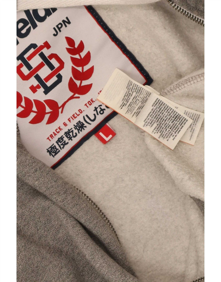 Мужской свитер с капюшоном на молнии Superdry, большой серый, хлопковый