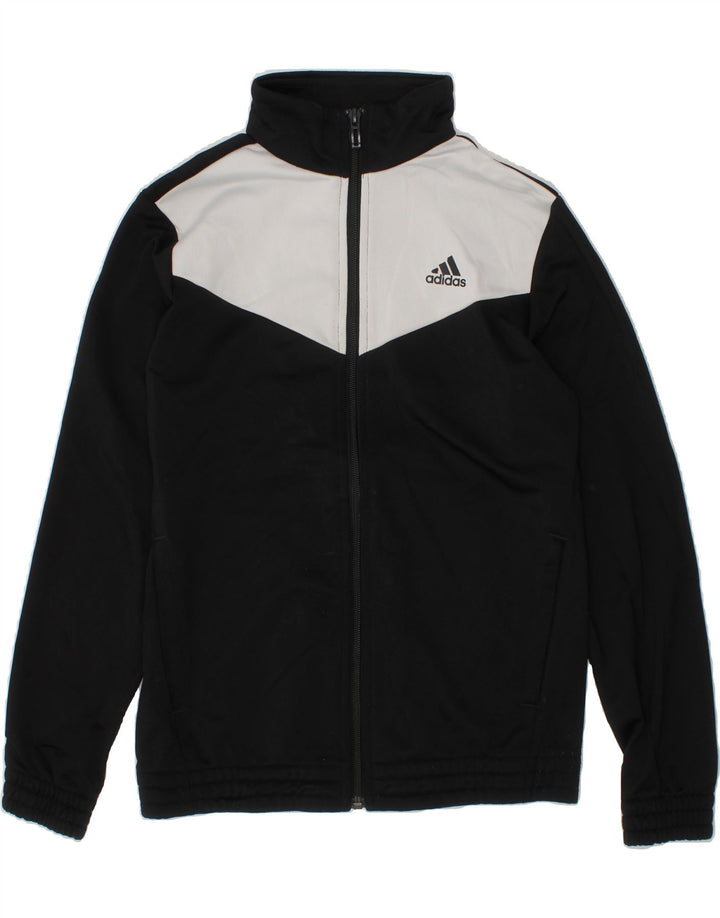 ADIDAS Boys Tracksuit Top Jacket 10-11 Years Black Colourblock Polyester Vintage Adidas and Second-Hand Adidas from Messina Hembry 