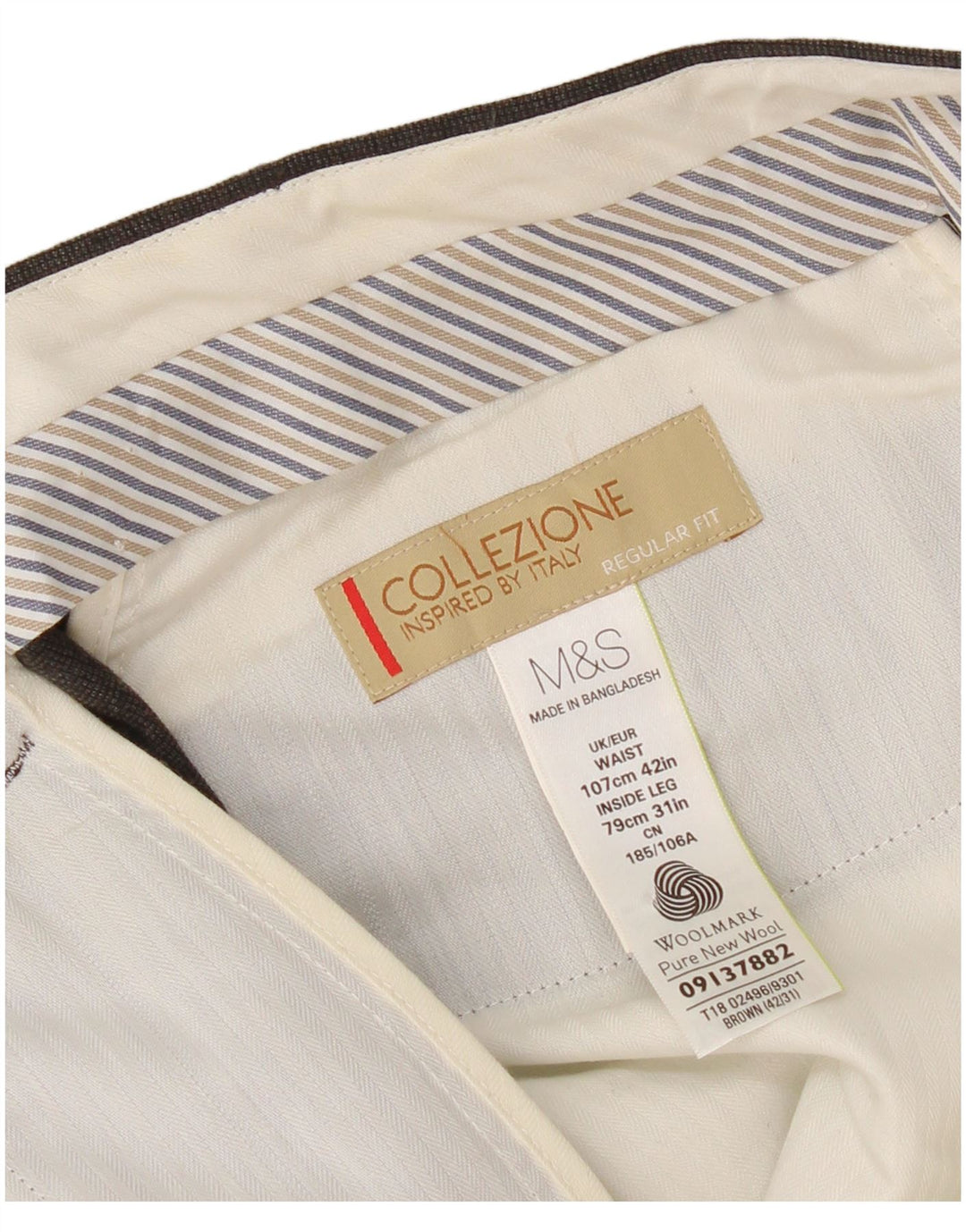 Мужские повседневные брюки стандартного кроя Marks & Spencer W42 L31, черные шерстяные