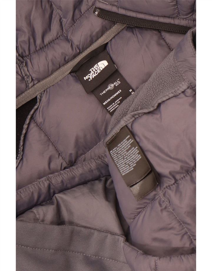 Мужская стеганая куртка с капюшоном The North Face UK 38, средний серый цвет с цветными блоками