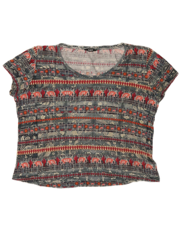 DESIGUAL Женская футболка с рисунком Top UK 20 2XL Серая вискоза