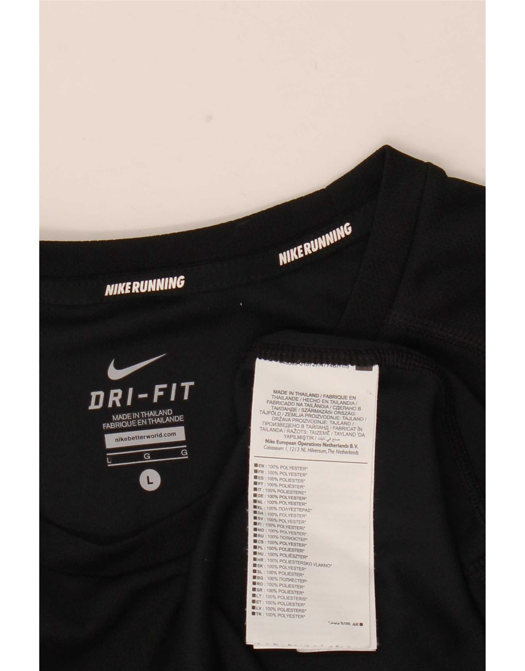 Мужской топ Nike Dri Fit с длинным рукавом, большой черный полиэстер
