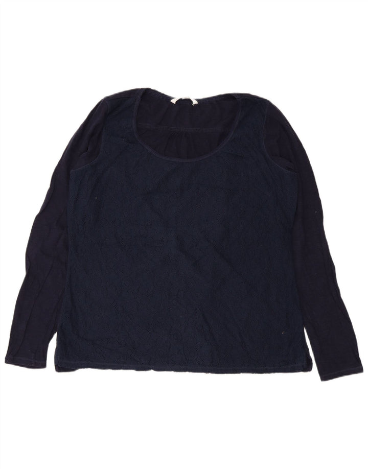 Женская блузка с длинным рукавом Fat Face, топ UK 18 XL, темно-синий, хлопок с цветочным принтом