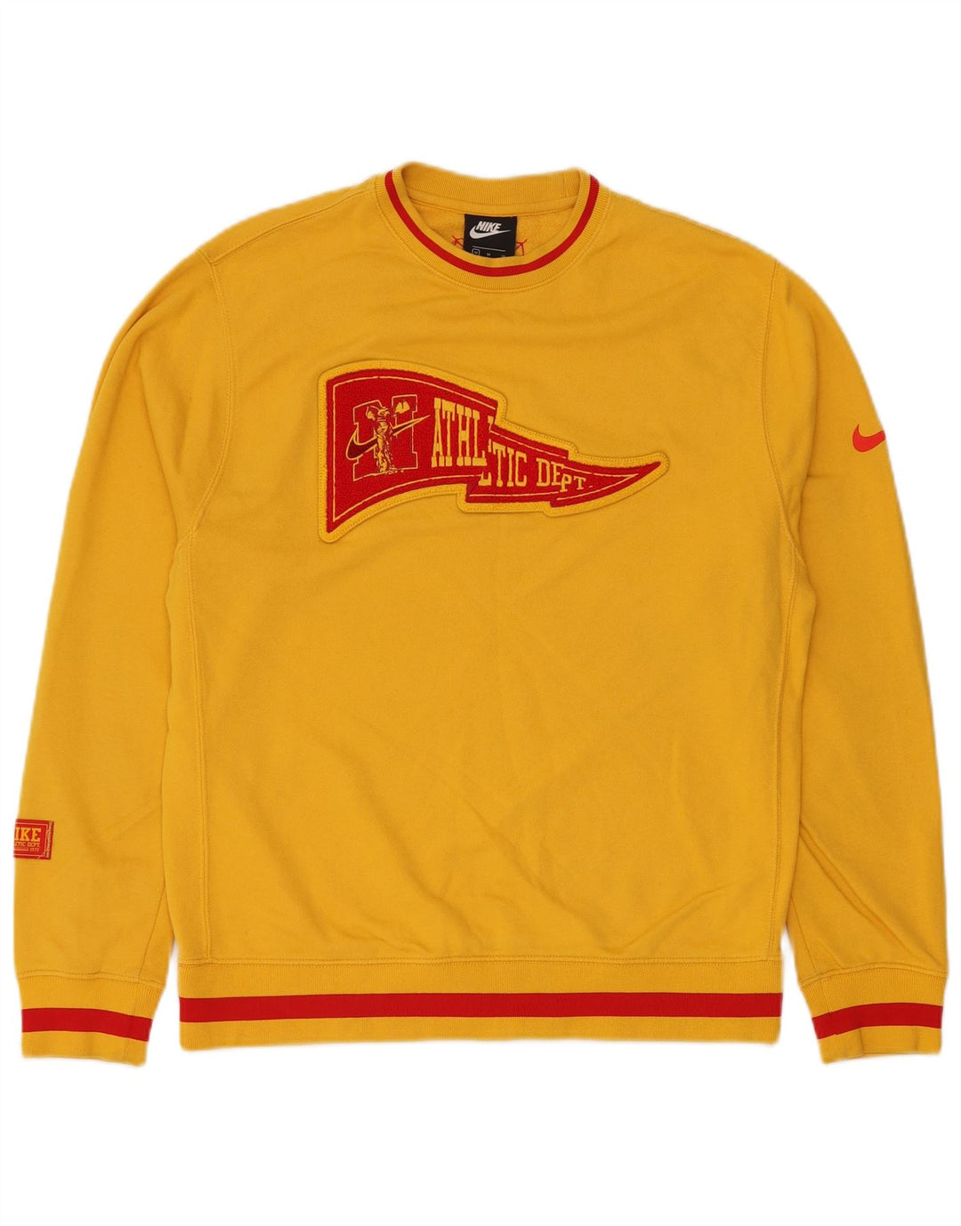 Мужской свитшот с рисунком Nike Athletic Dept, хлопковый джемпер среднего желтого цвета