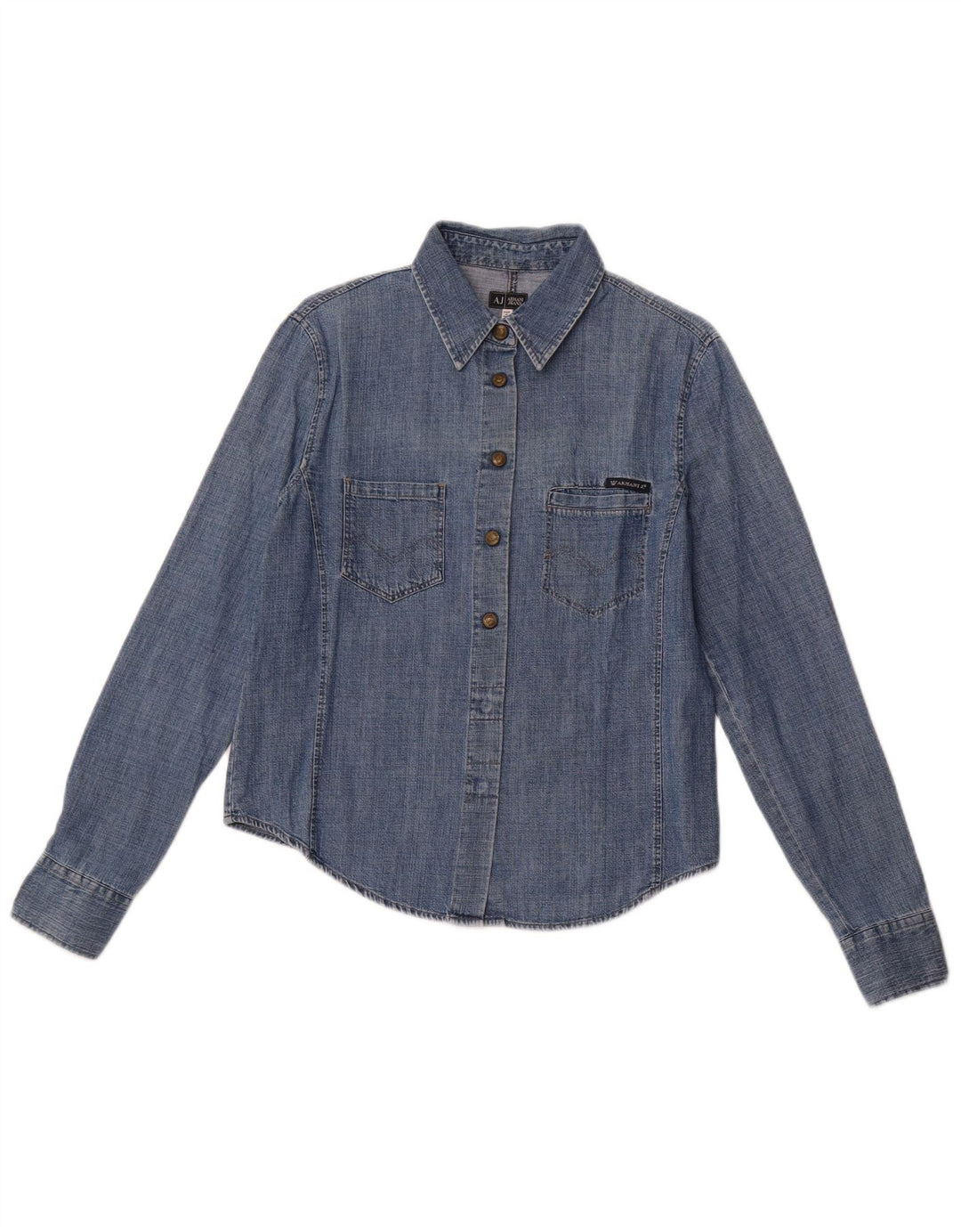 ARMANI JEANS Женская джинсовая рубашка UK 14 Средний синий хлопок