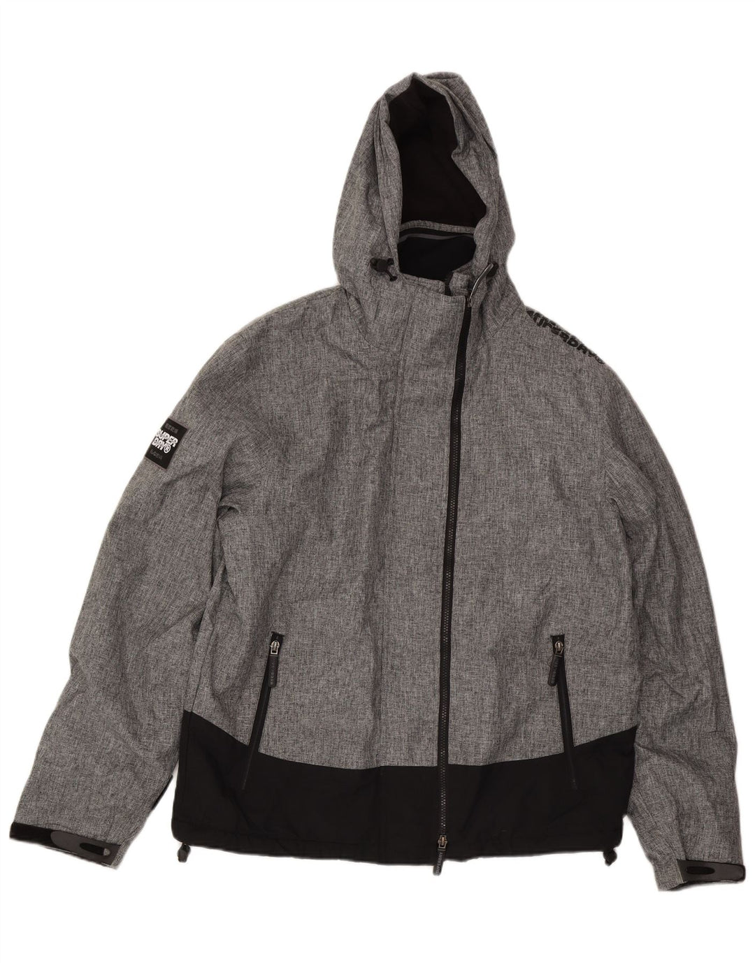 SUPERDRY Женская ветровка с капюшоном UK 20 2XL Серая с цветными блоками