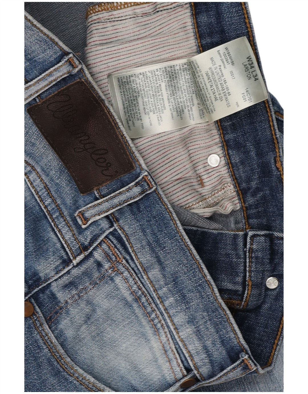 Мужские прямые джинсы WRANGLER Larston W34 L27, синий хлопок