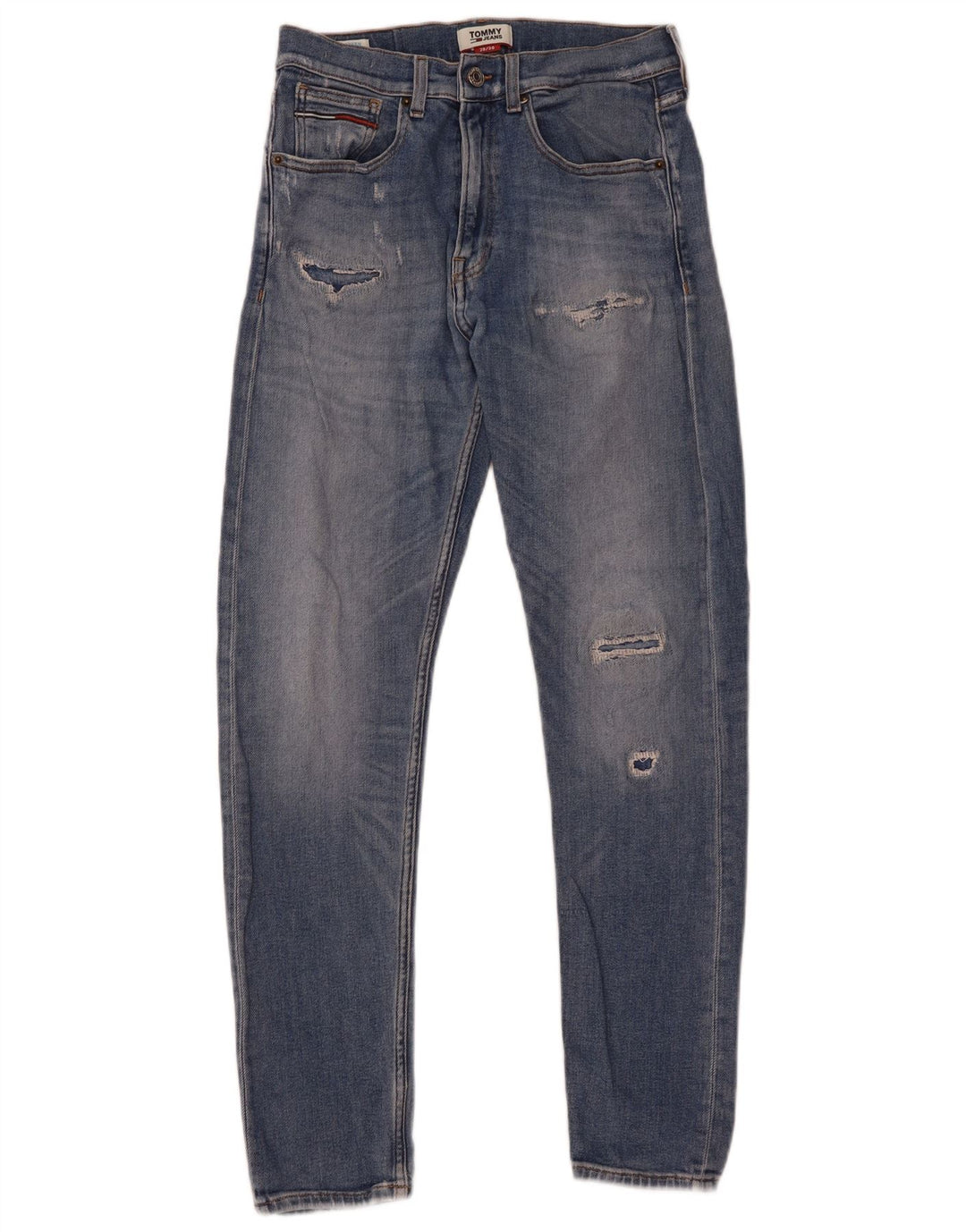 Мужские потертые узкие джинсы Tommy Hilfiger W28 L30, синий хлопок