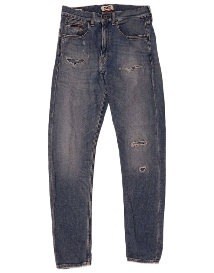 Мужские потертые узкие джинсы Tommy Hilfiger W28 L30, синий хлопок