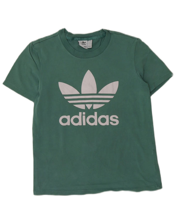 Женская футболка с рисунком Adidas Top UK 8, маленькая, зеленая, хлопковая