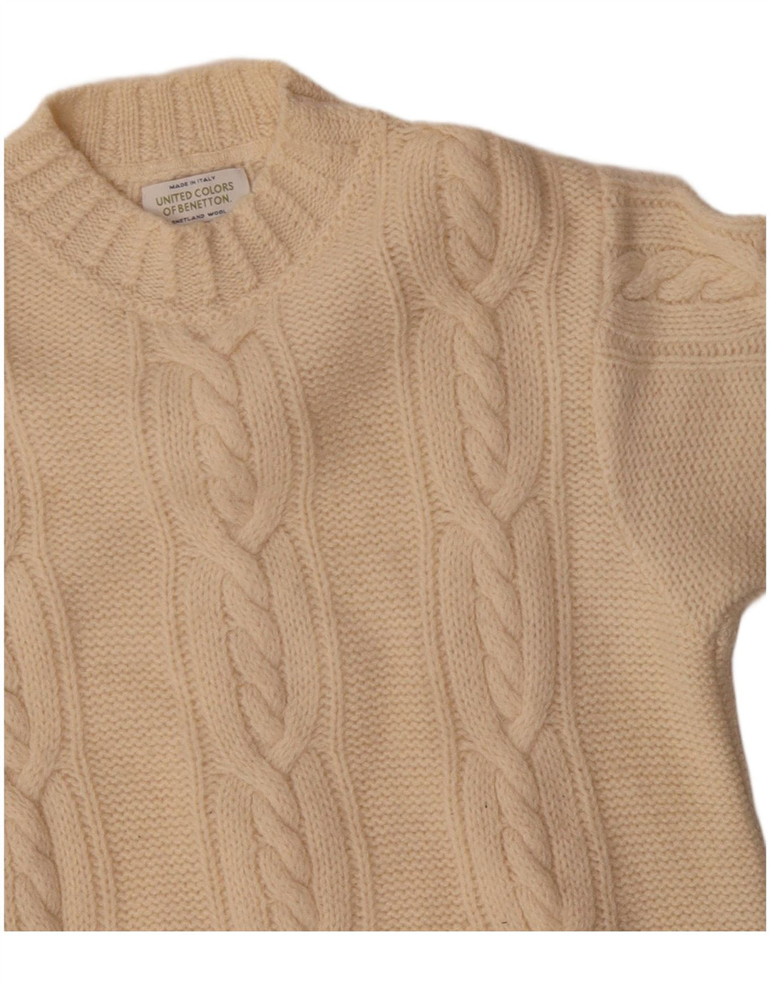 Женский джемпер с высоким воротником Benetton UK 14, большой размер, белая шерсть