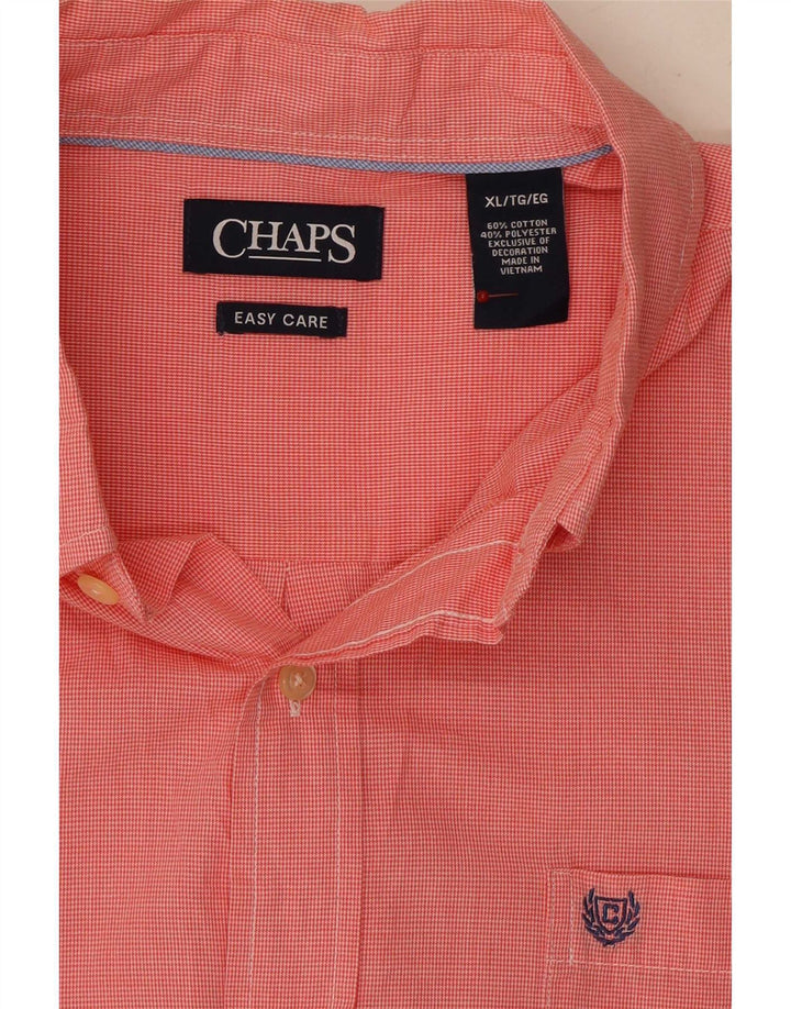 Мужская рубашка Chaps с коротким рукавом XL, красная, хлопок с узором "гусиные лапки"