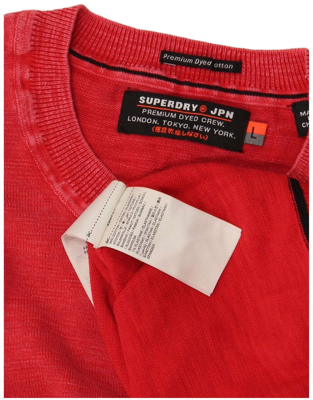 Мужской джемпер с круглым вырезом Superdry, большой красный хлопковый свитер