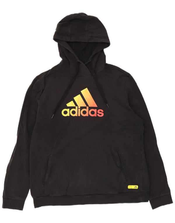 Женский джемпер с капюшоном Adidas с графическим рисунком UK 20/22 XL, черный хлопок