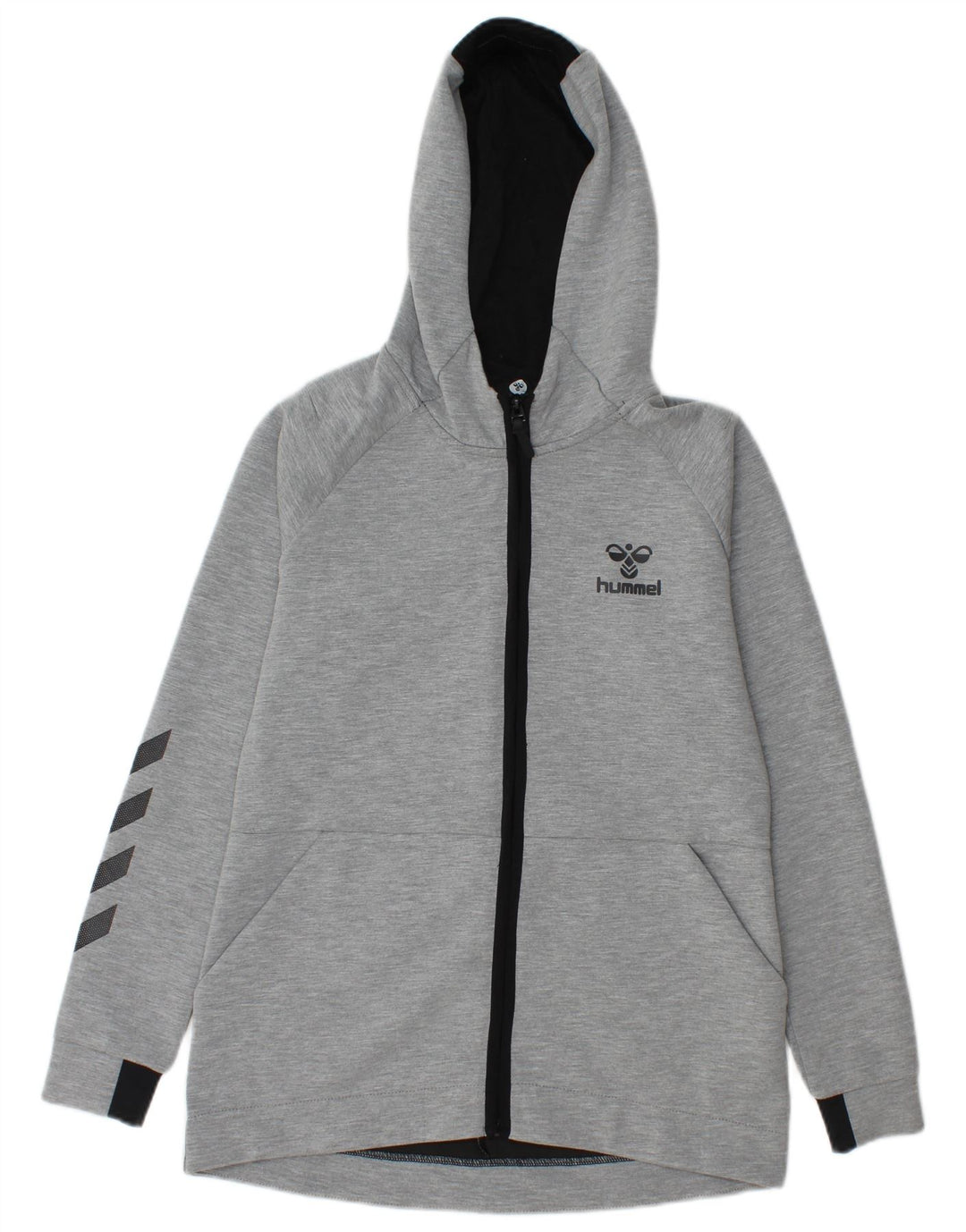 HUMMEL Mens Graphic Zip Hoodie Sweater XS Grey Polyester