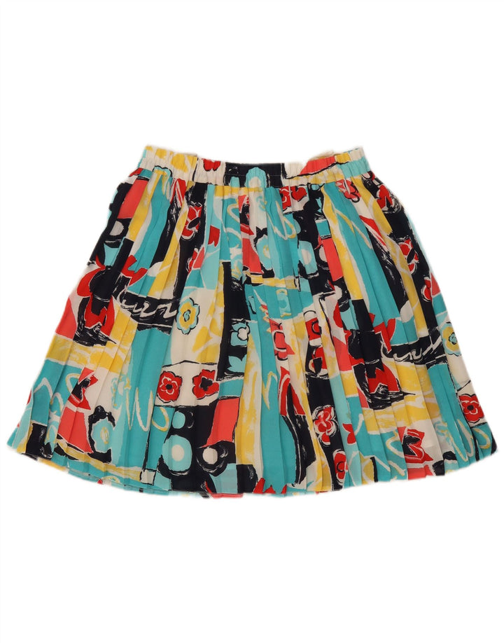 Винтажная женская плиссированная юбка с абстрактным узором UK 14 Medium W32 Multic