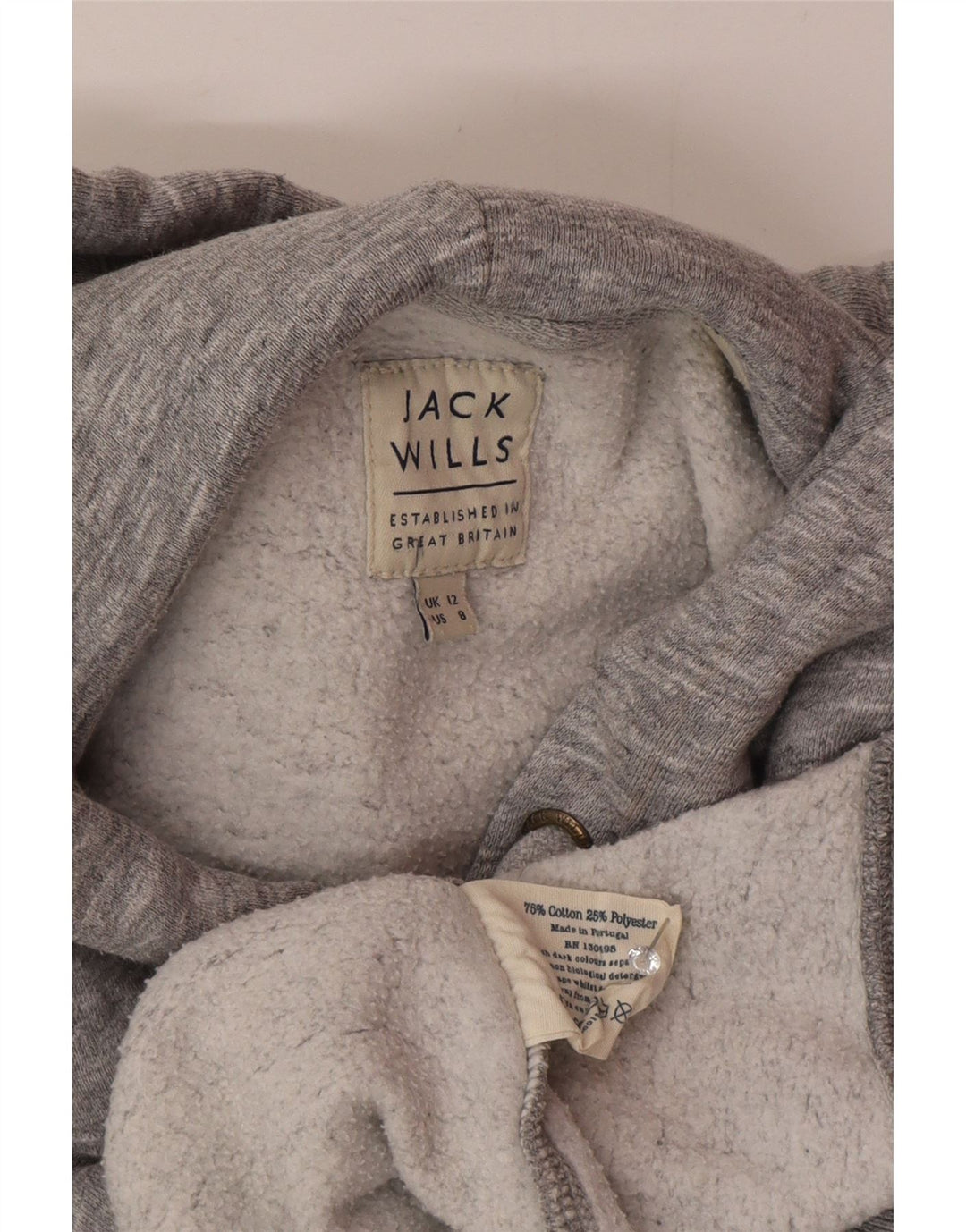 Женский джемпер с капюшоном оверсайз с рисунком Jack Wills UK 12, средний серый в крапинку