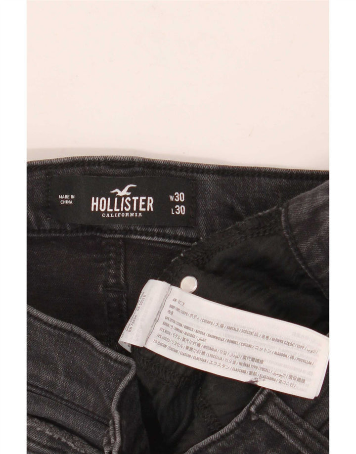 Мужские потертые узкие джинсы Hollister W30 L30, серый хлопок
