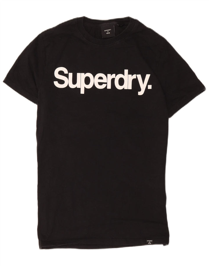 Мужская футболка с рисунком Superdry, топ среднего размера, черный хлопок