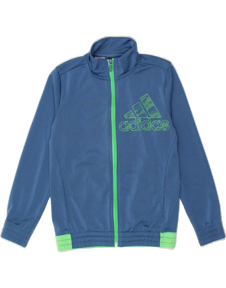 ADIDAS Boys Graphic Tracksuit Top Jacket 7-8 Years Blue Polyester Vintage Adidas and Second-Hand Adidas from Messina Hembry 