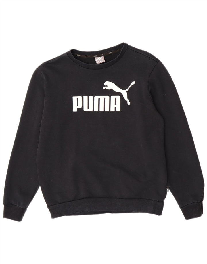 Мужской свитшот с рисунком Puma, хлопковый джемпер среднего размера, черный