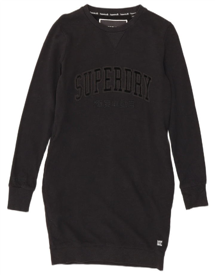 Женское платье-свитшот с рисунком SUPERDRY, Великобритания 12, средний черный, хлопок