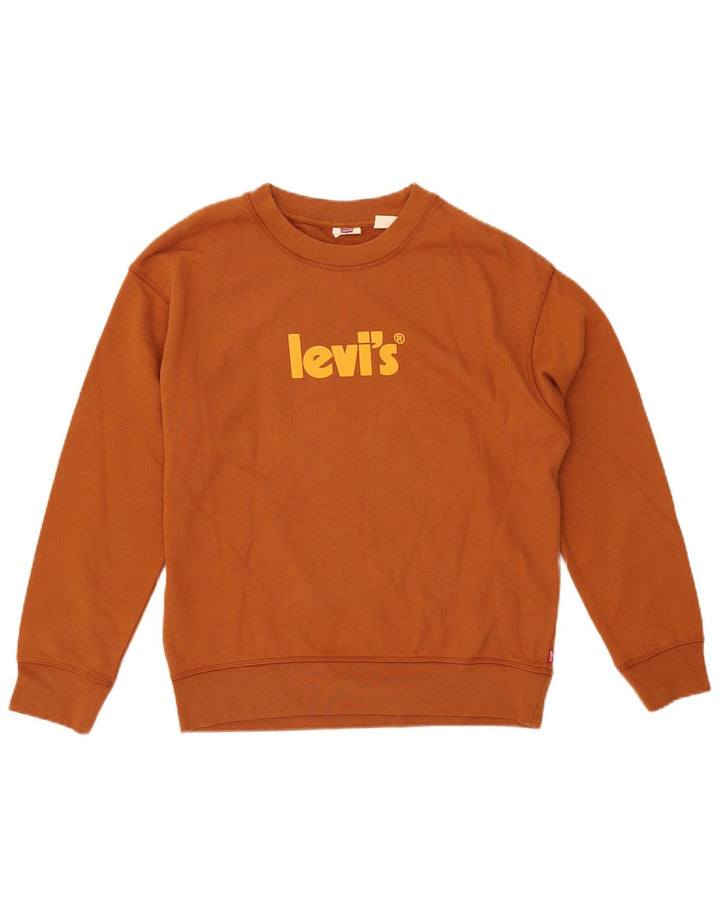 Женский свитер оверсайз с рисунком LEVI'S, размер UK 10, маленький, коричневый, хлопок
