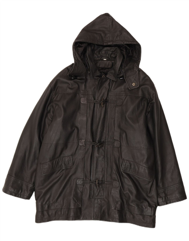 Conbipel Мужское кожаное пальто с капюшоном IT 56 2XL Черный